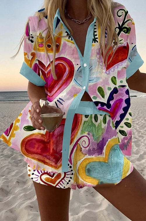 Amore | Summer Set with Heart Print