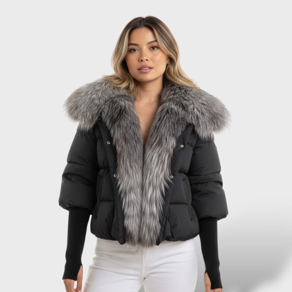 Quilted Jacket with Faux Fur Collar