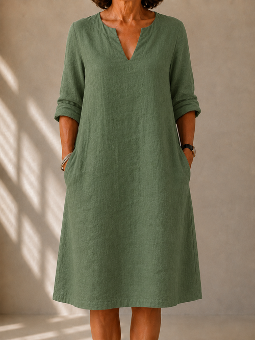 Lucie | Midi Trapeze Dress with Side Pockets