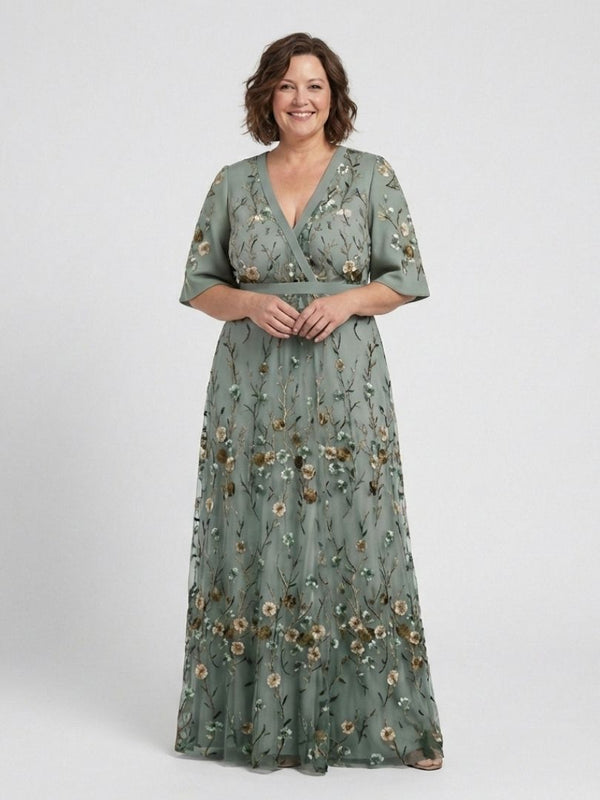 Violet & Grace | Floral Maxi Dress with V-Neck and Short Sleeves™