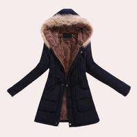 Hannah | Parka Jacket with Hood and Faux Fur Trim for Women