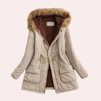 Hannah | Parka Jacket with Hood and Faux Fur Trim for Women