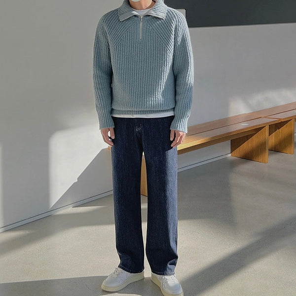 Kenneth · Blue Zip-Up Sweater