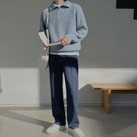 Kenneth · Blue Zip-Up Sweater