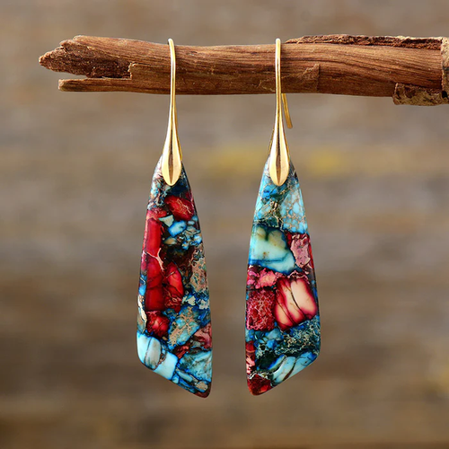 Stones | Retro earrings with colorful stones