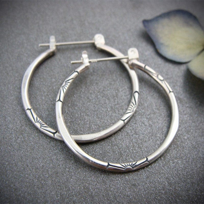 Hoops | Retro Silver Hoop Earrings