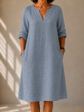 Élina | Soft Midi Dress with Tunisian Collar