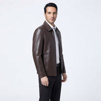 Crackled-Finish Leather Jacket
