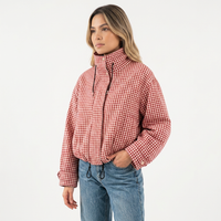 Cropped Plaid Zip Jacket