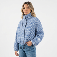Cropped Plaid Zip Jacket