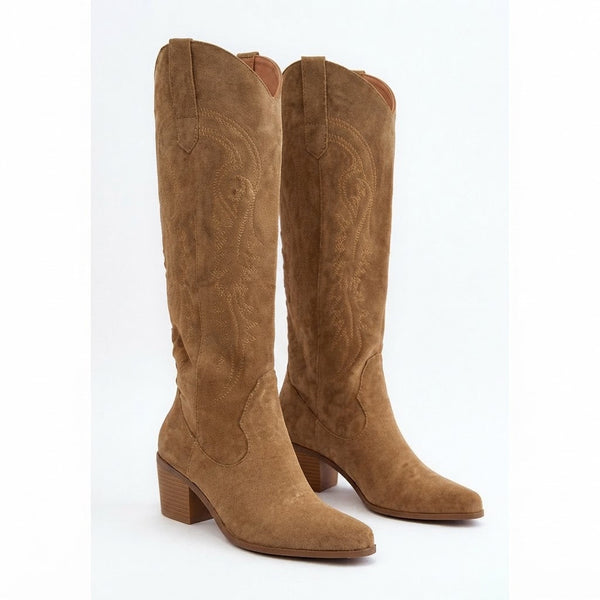 Women's Tall Embroidered Suede Cowboy Boots