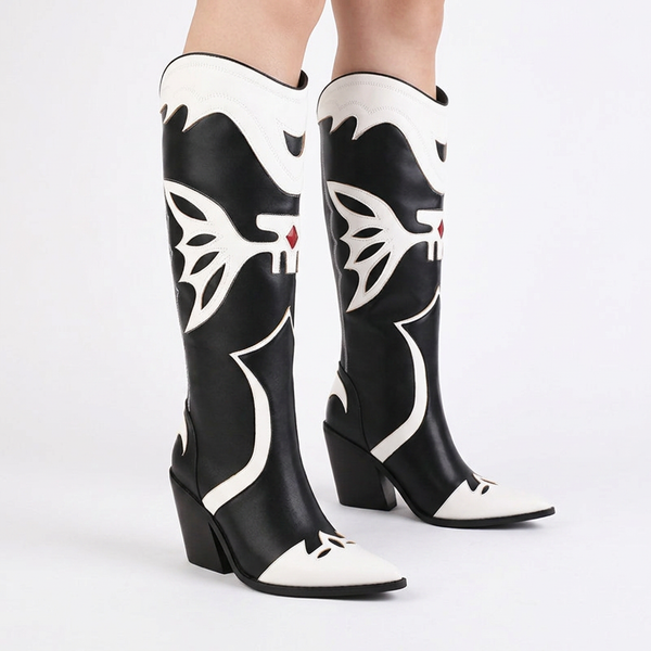 Water-Resistant High-Heel Cowboy Boots