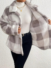 Maurelle | Plaid Oversized Button-Up Fluffy Jacket for Women