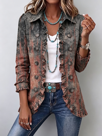 Flavie | Retro Gradient Embossed Ruffle Jacket™