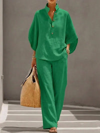 Maribelle | Two-Piece Set with Batwing Sleeves and Wide-Leg Trousers