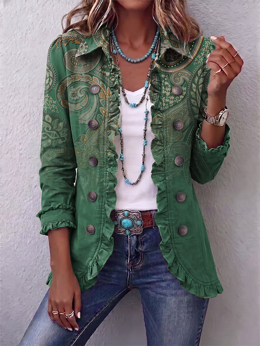 Cosette | Green Boho Paisley Ruffle Jacket™