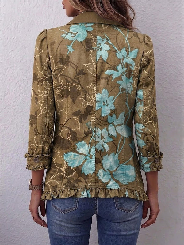 Blanche | Retro Boho Floral Ombre Ruffle Jacket™