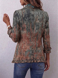 Flavie | Retro Gradient Embossed Ruffle Jacket™
