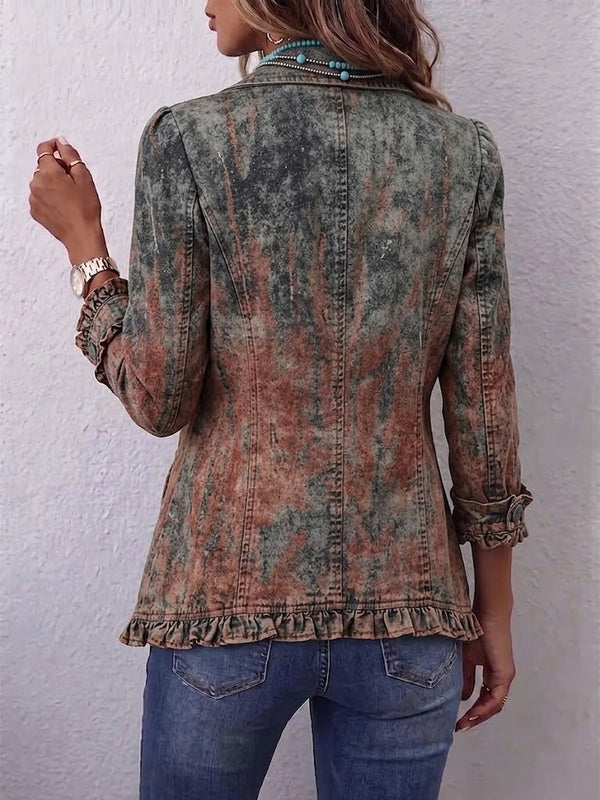 Flavie | Retro Gradient Embossed Ruffle Jacket™