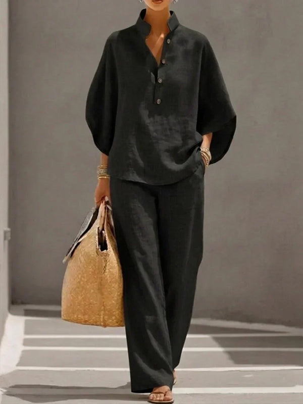 Maribelle | Two-Piece Set with Batwing Sleeves and Wide-Leg Trousers