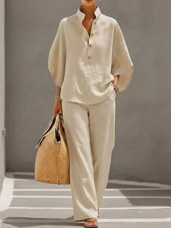 Maribelle | Two-Piece Set with Batwing Sleeves and Wide-Leg Trousers
