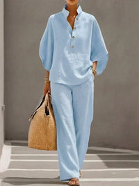 Maribelle | Two-Piece Set with Batwing Sleeves and Wide-Leg Trousers