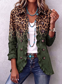 Béatrice | Turquoise Degrade Leopard Blazer with Ruffles™