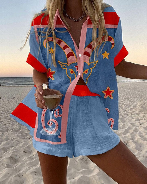 Celeste | Azure Summer Set with Sky Pattern