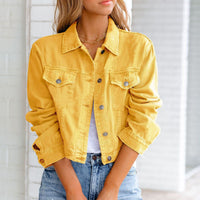 Yseult | Cropped Denim Jacket with Collar for Women